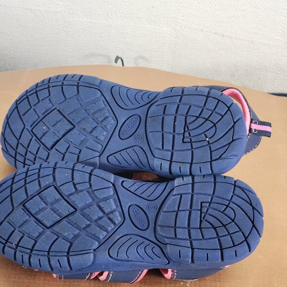 Falls Creek Navy Bright Pink Velcro Strap Closed Toe Bungee Jill Sandals Sz 2M - Picture 10 of 16